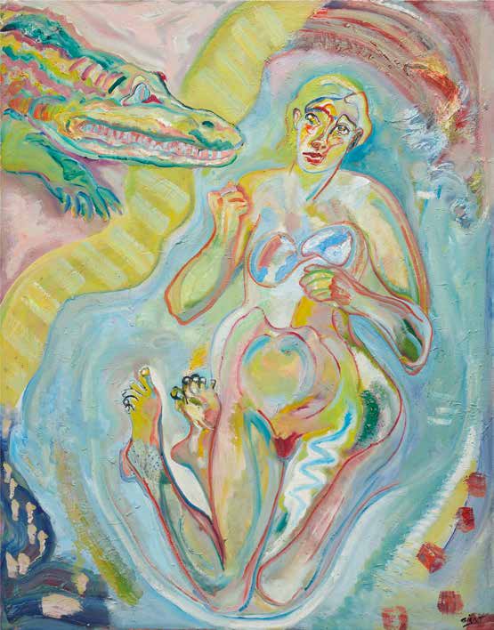 Muchacha y caimán